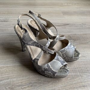 Rowen Platform Slingback Heels Sz 8 M Sandals Snake Skin Made in Brazil